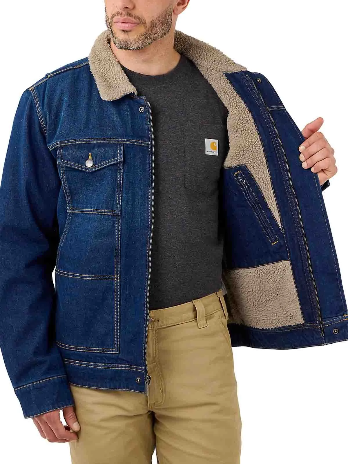 105478 Work jacket Denim Sherpa Lined - Carhartt