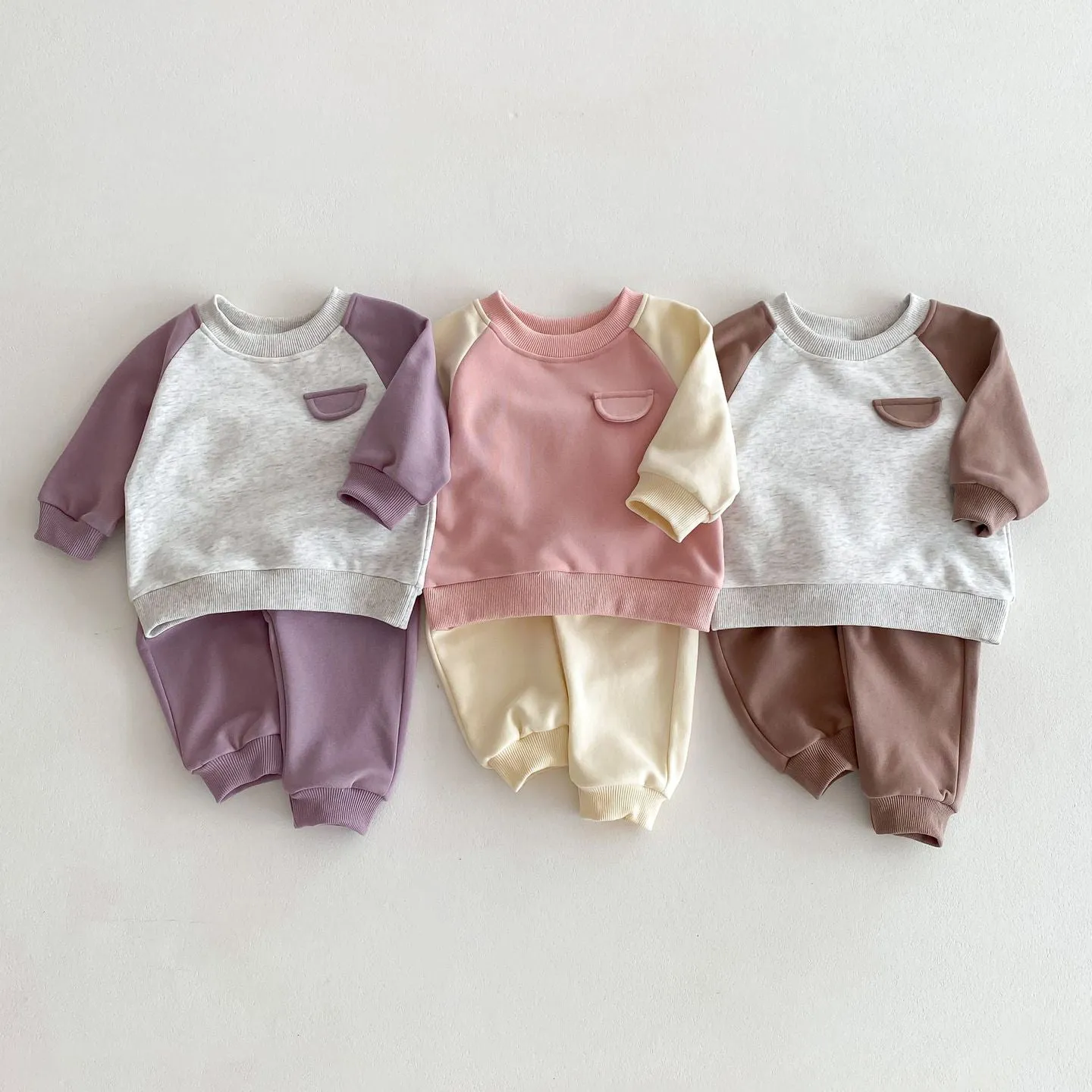 2 Pieces Set Baby Kid Girls Color-blocking Tops And Pants Wholesale 24030183