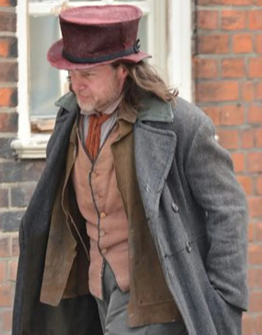 A Christmas Carol Guy Pearce Grey Trench Coat - Ebenezer Woolen Coat