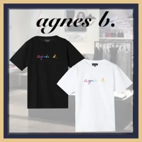 Agnes b  |Unisex U-Neck Cotton Short Sleeves Logo T-Shirts