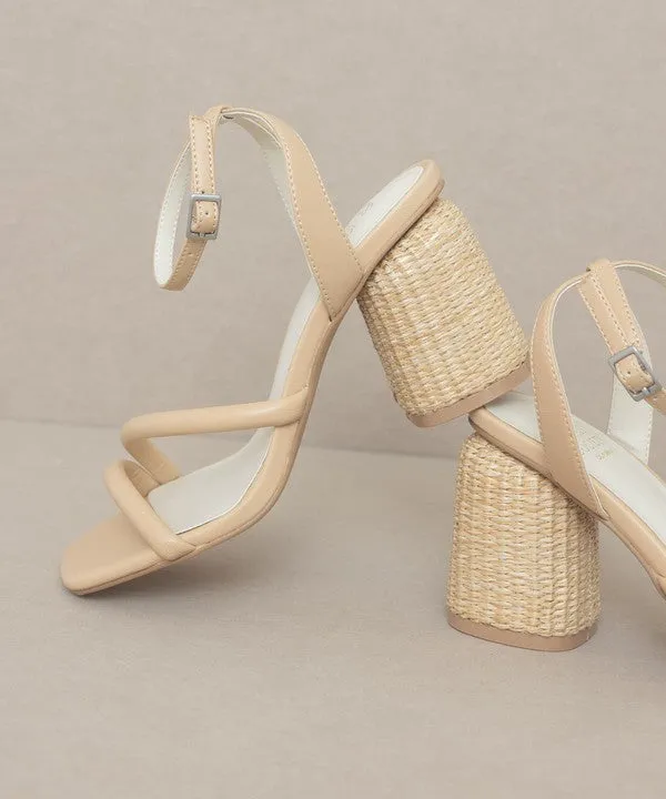 Alaia Strappy Raffia Heel Sandal