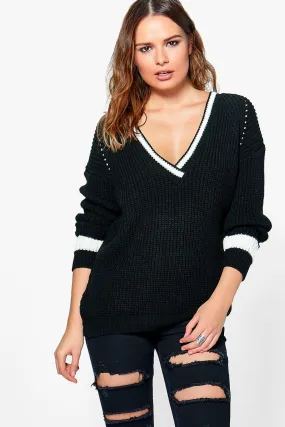 Alexis V-Neck Rib Plunge Sweater