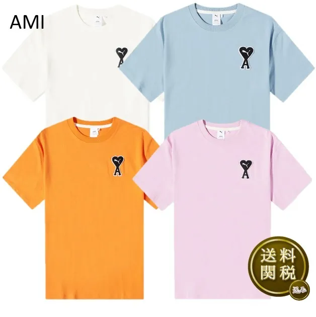 AMI PARIS  |Unisex Street Style Collaboration Plain Cotton Short Sleeves