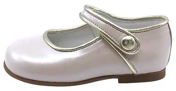 Andanines Girl's Metallic Trim Mary Jane, Rosa/Silver Trim