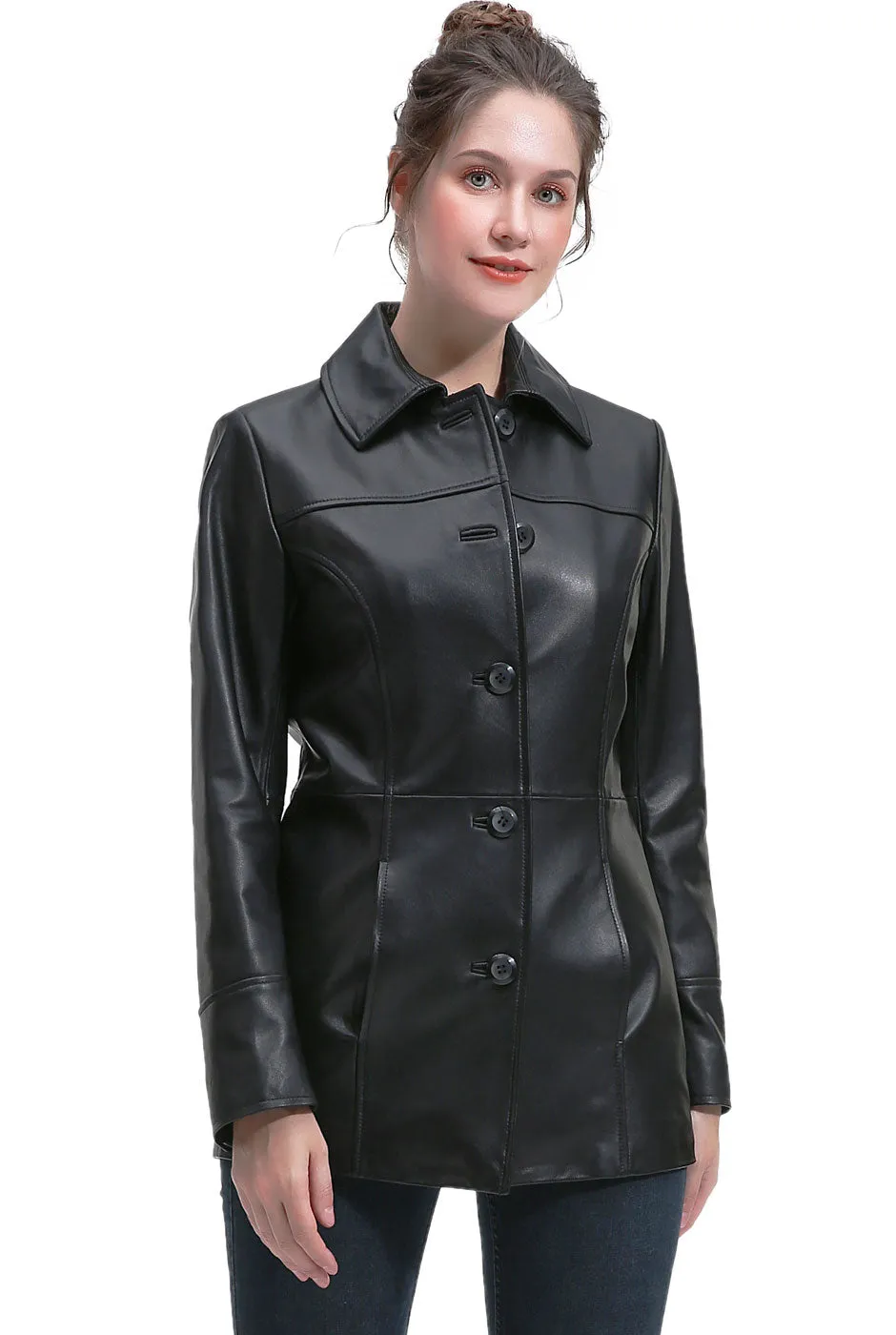 BGSD Women Sofia Lambskin Leather Coat