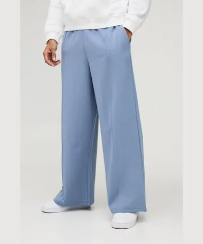 boohooMAN Mens Extreme Wide Leg Heavyweight Super Clean Interlock Sweatpants