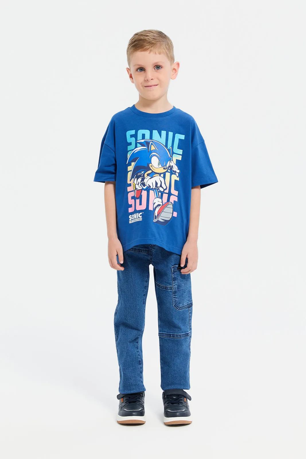 Boys Blue Pull On Jeans