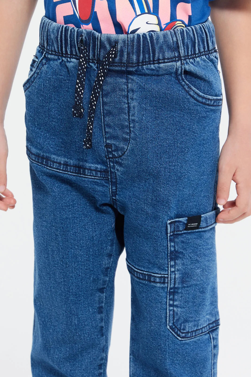 Boys Blue Pull On Jeans