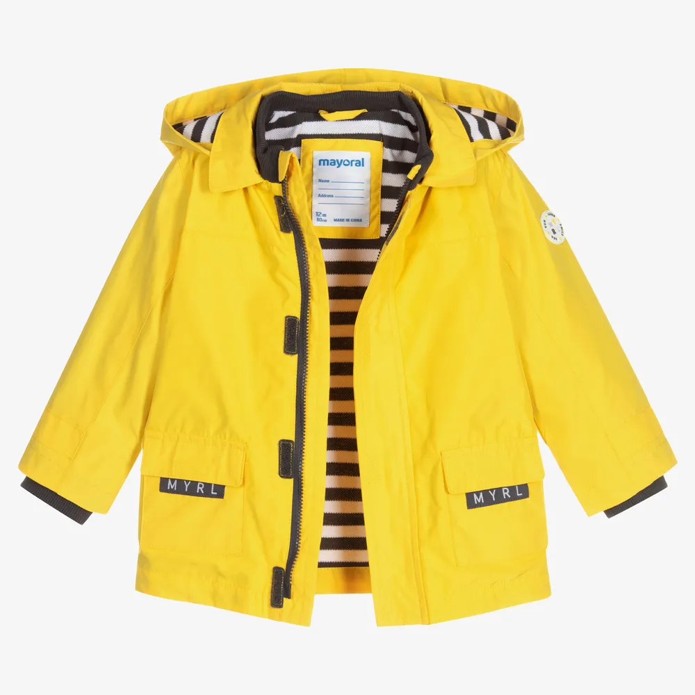 Boys Yellow Hooded Coat