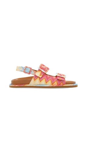 Buckle Chevron Sandals - Multi