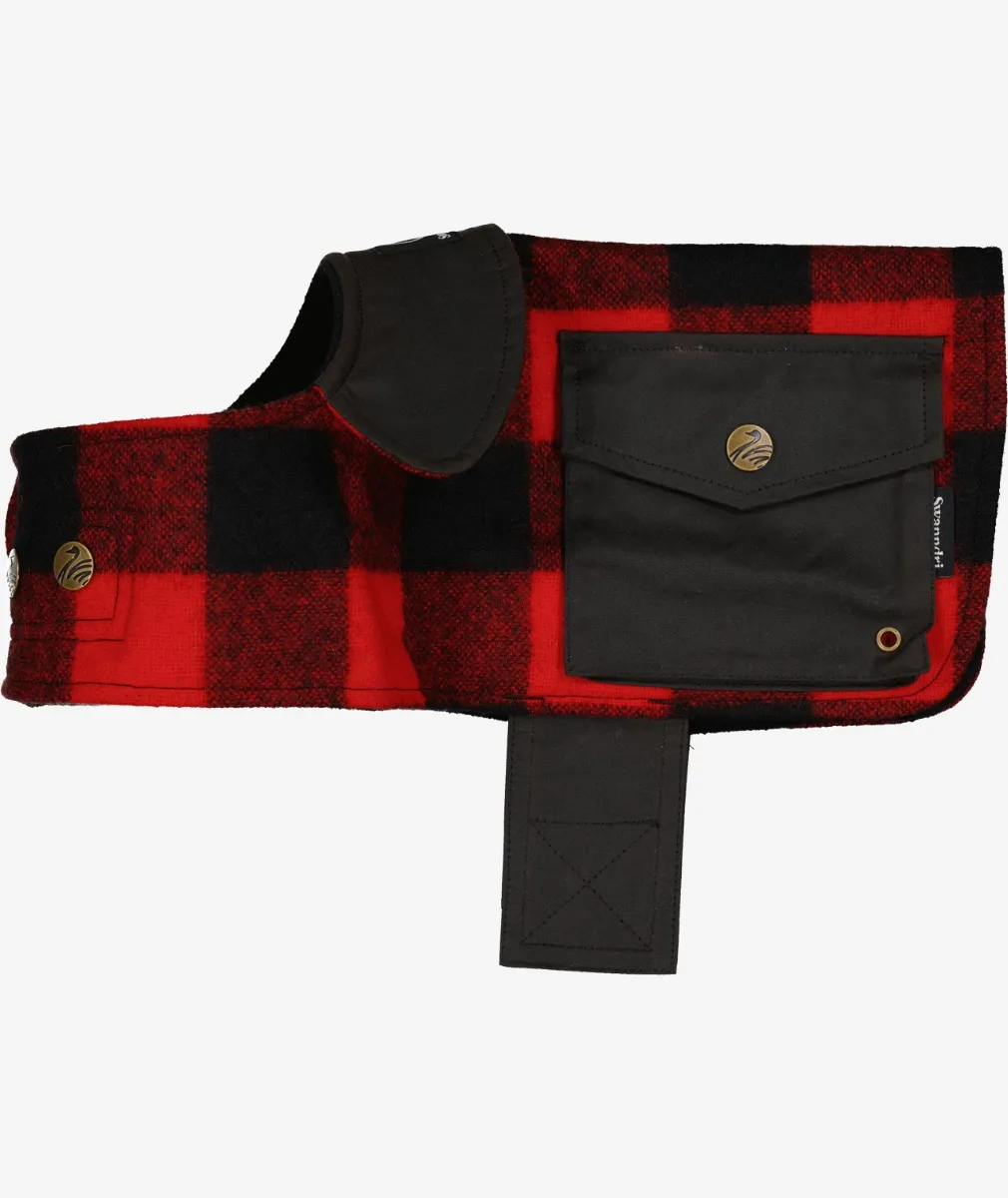 Buy Classic Wool Dog Coat in Red/Black Check - Swanndri NZ