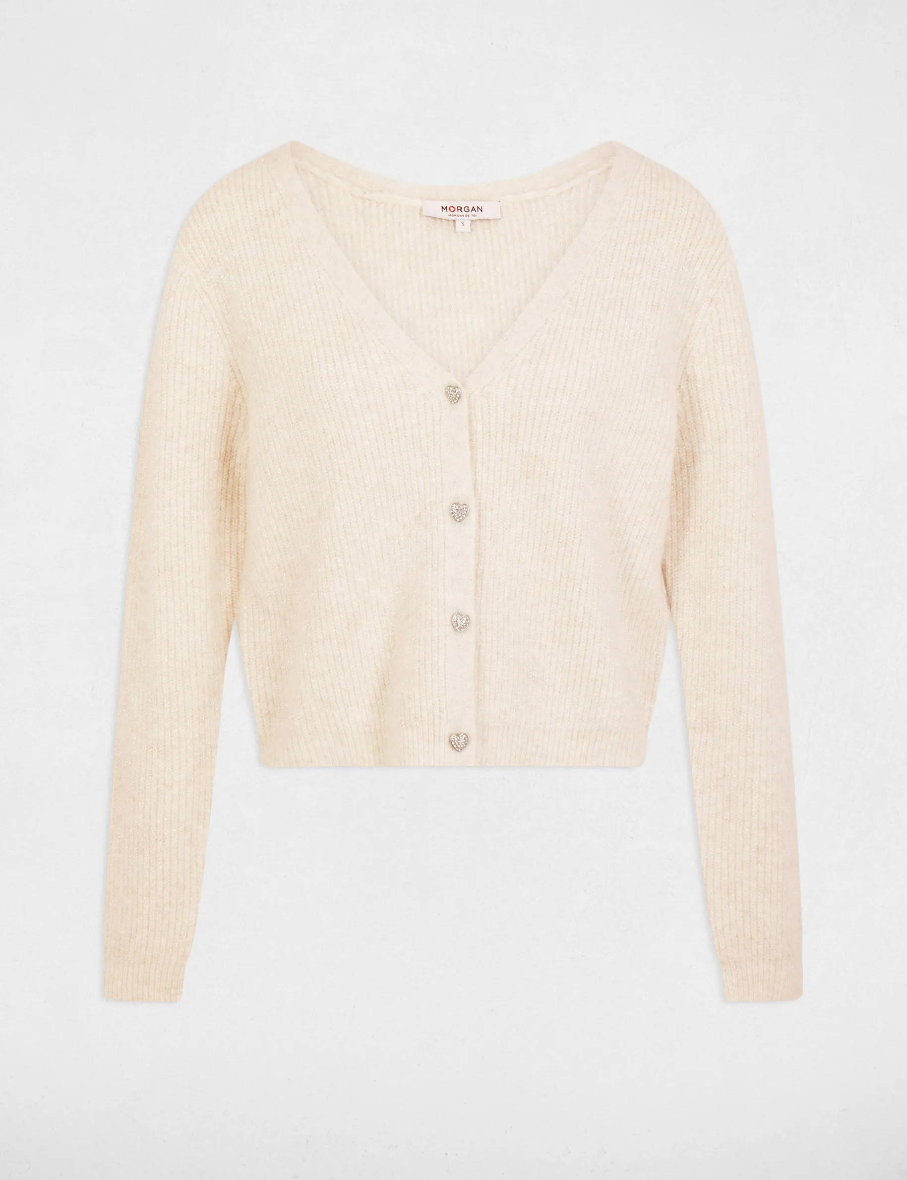 Cardigan with V-neck ivory women