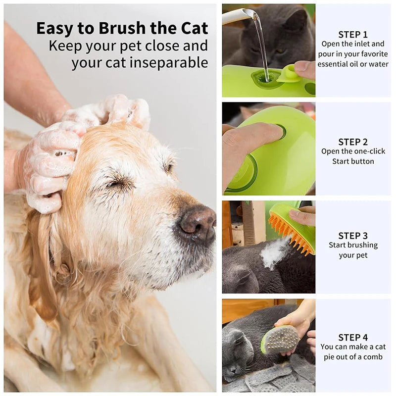 Cat&Dog Grooming Comb Usb Charging Electric Steamy Spray Comb Soft Anti-Flying Massage Comb Pet Bath Brush Grooming Supplies