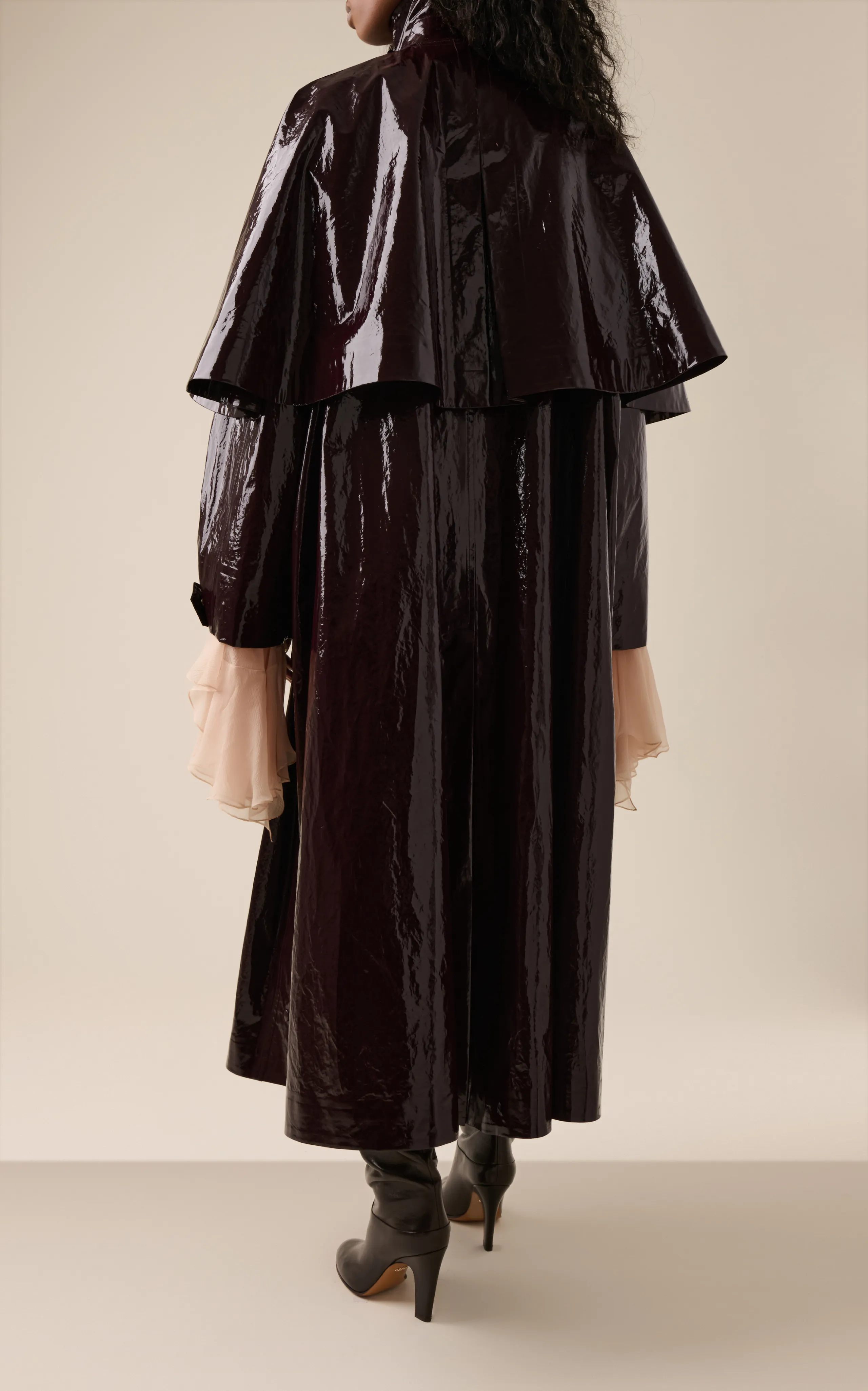 Chloé Cape-Detailed Oversized Lacquered Cotton Coat