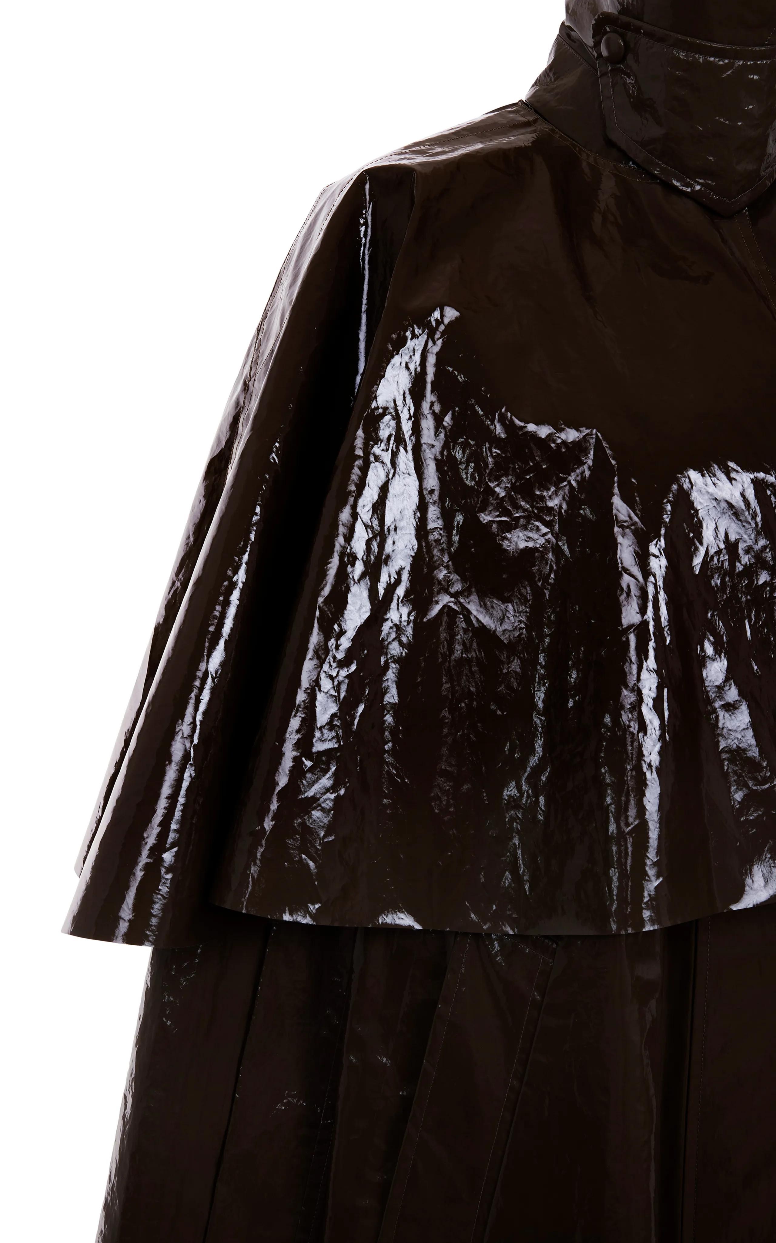 Chloé Cape-Detailed Oversized Lacquered Cotton Coat