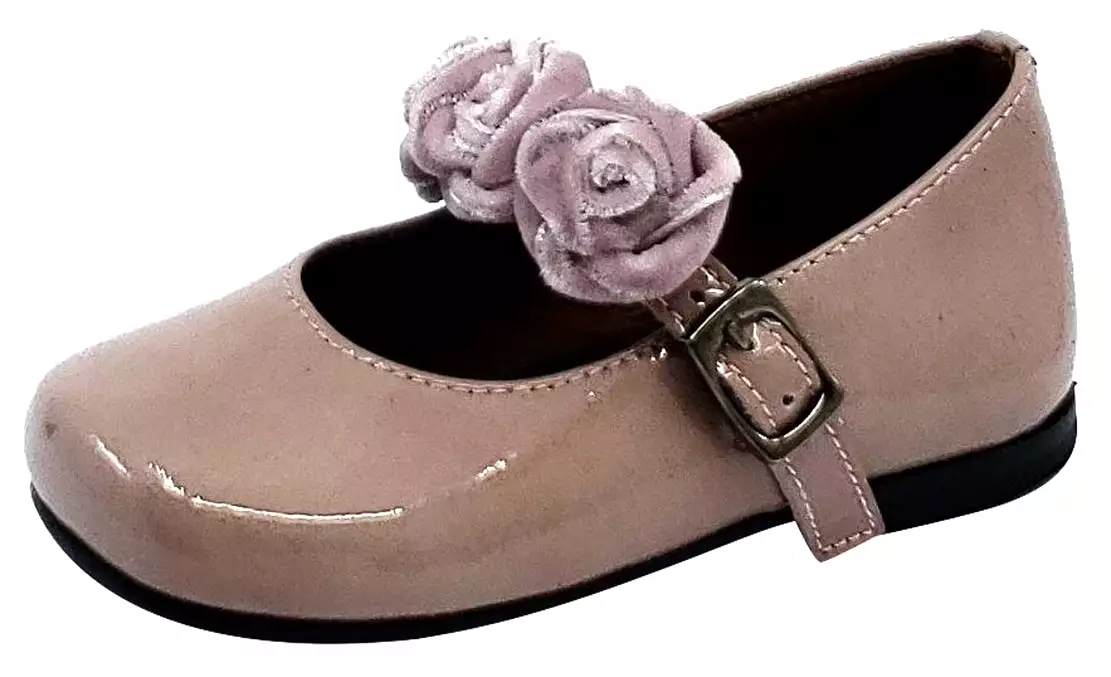 Clarys Girl's Flower Embellishment Buckle Mary Jane, Rose Patent