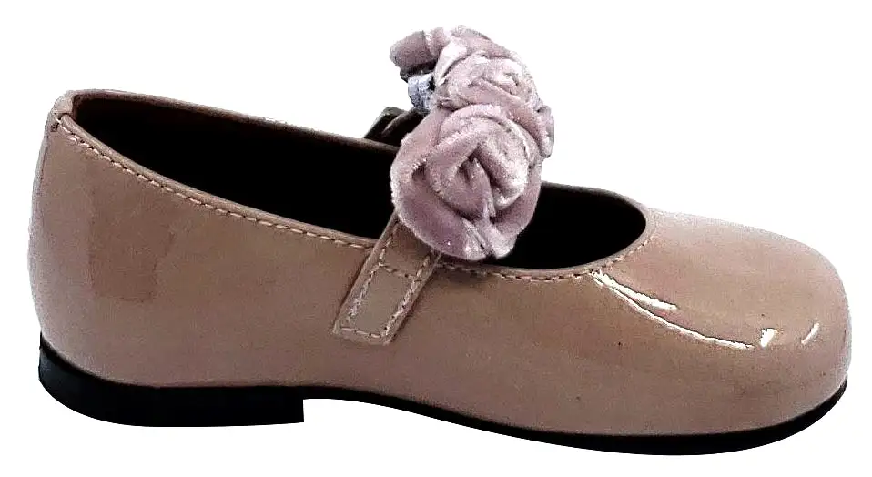 Clarys Girl's Flower Embellishment Buckle Mary Jane, Rose Patent