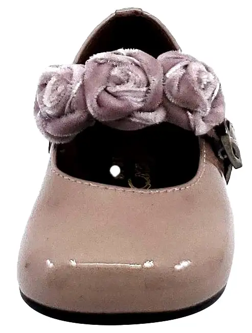 Clarys Girl's Flower Embellishment Buckle Mary Jane, Rose Patent