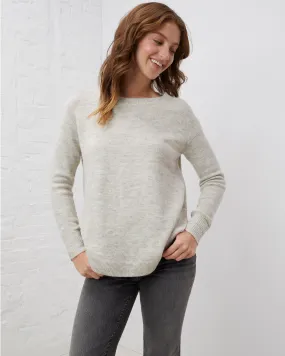 Comfy Curved Hem Crewneck Sweater