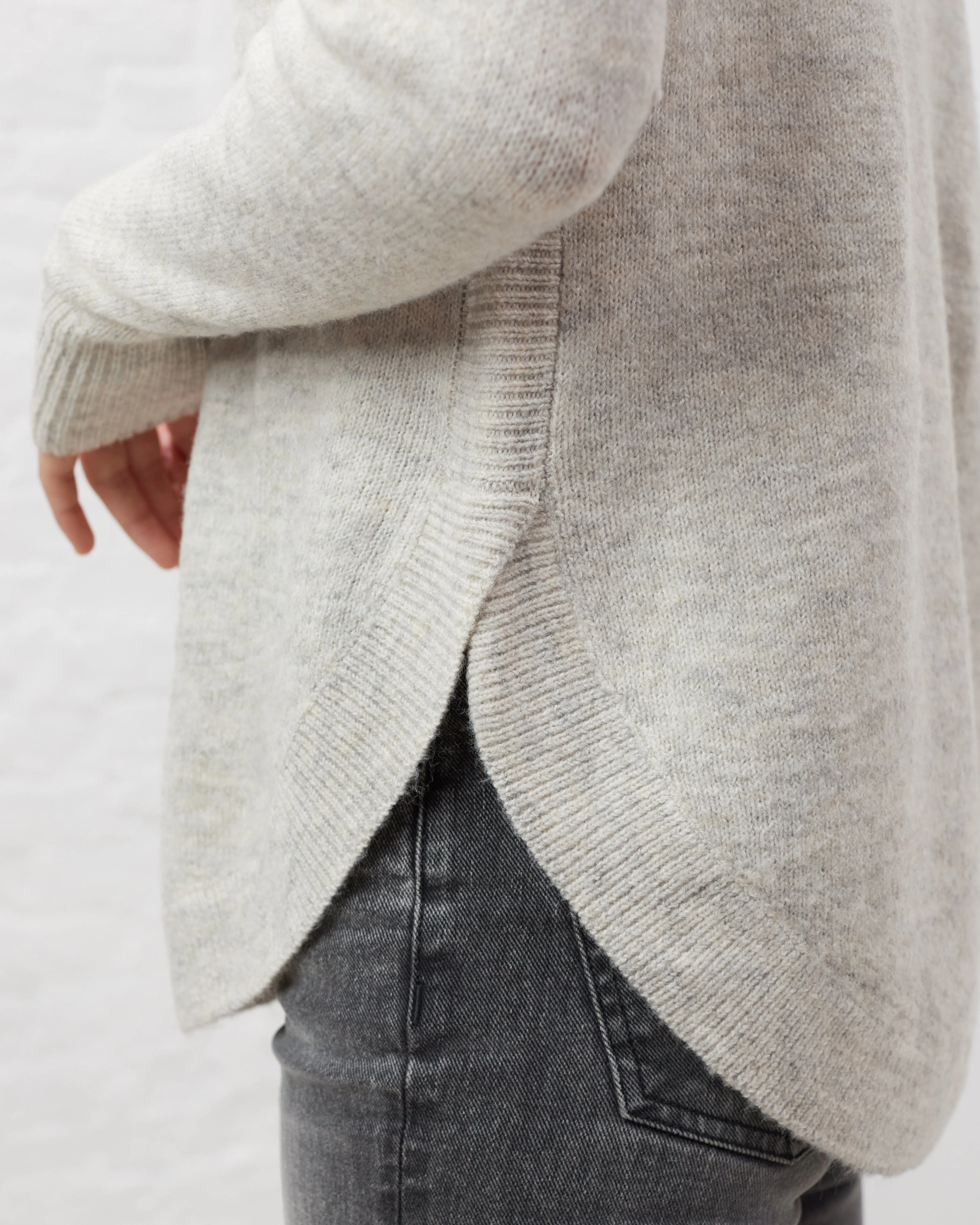 Comfy Curved Hem Crewneck Sweater