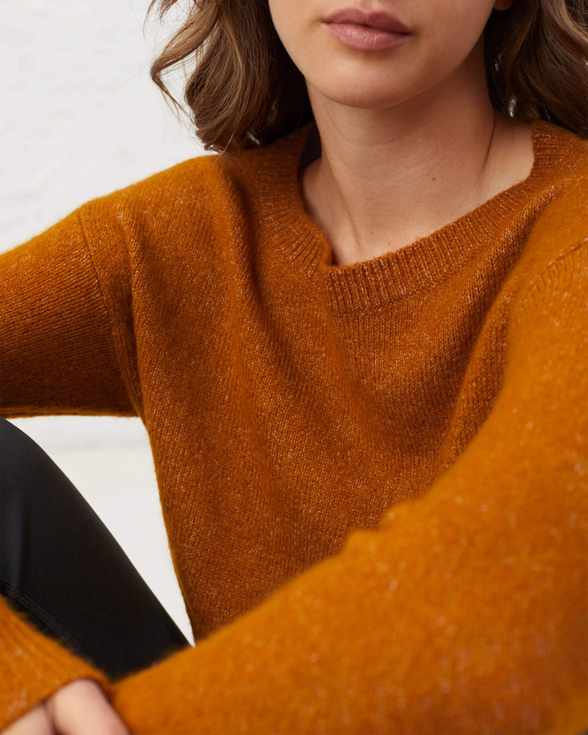 Comfy Curved Hem Crewneck Sweater