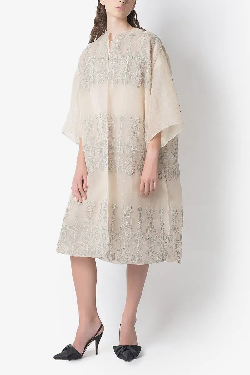 Cream Ikat Renda Coat