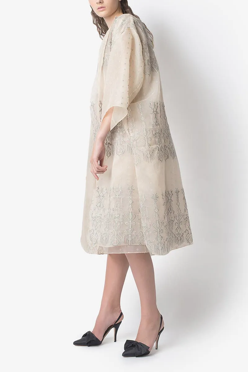 Cream Ikat Renda Coat