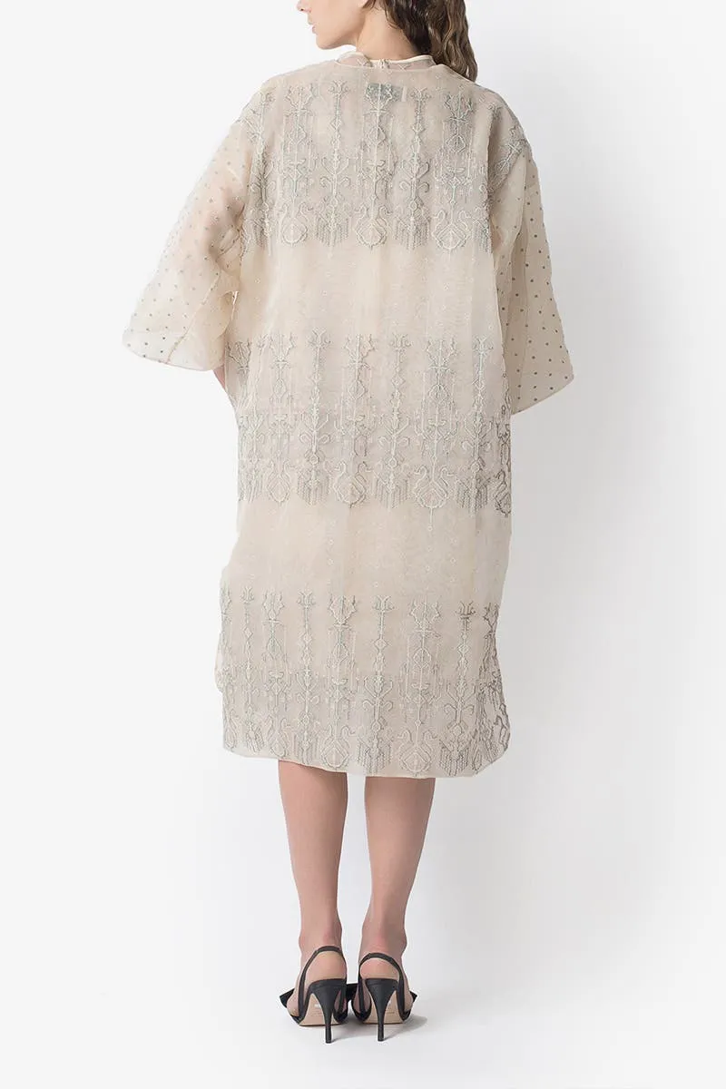 Cream Ikat Renda Coat