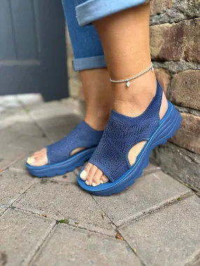 Denim Blue Comfort Fit Diamante Sandals