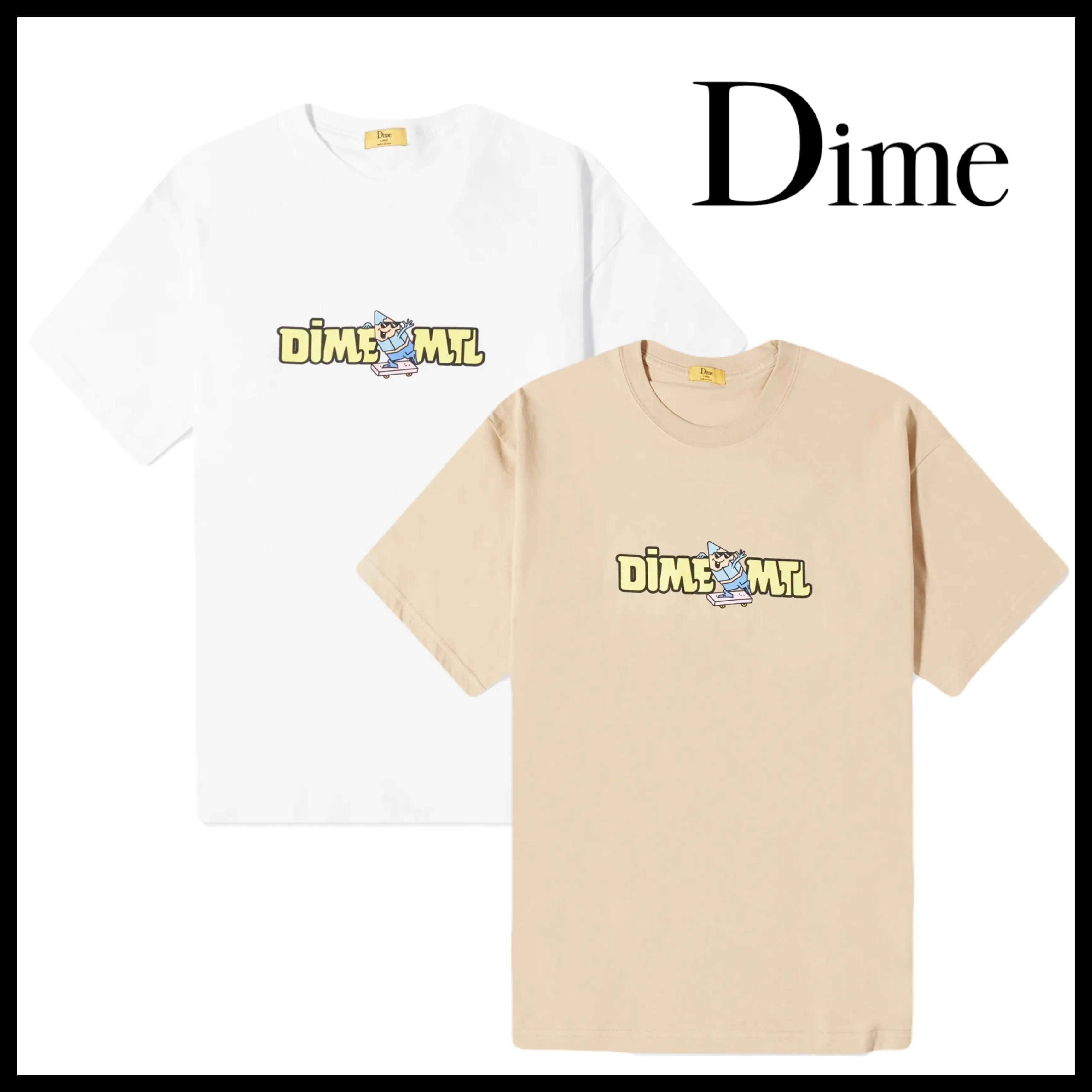 Dime  |Crew Neck Cotton Short Sleeves Logo Skater Style