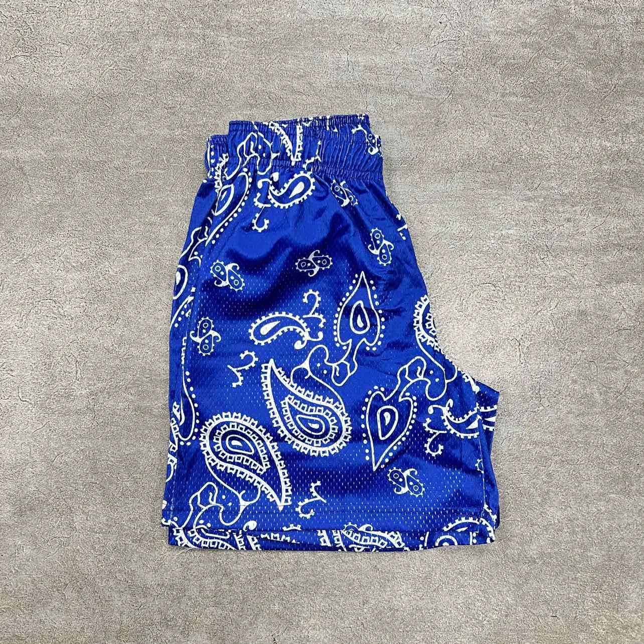 Eric Emanuel Mesh Shorts BLUE PAISLEY Black New Size M