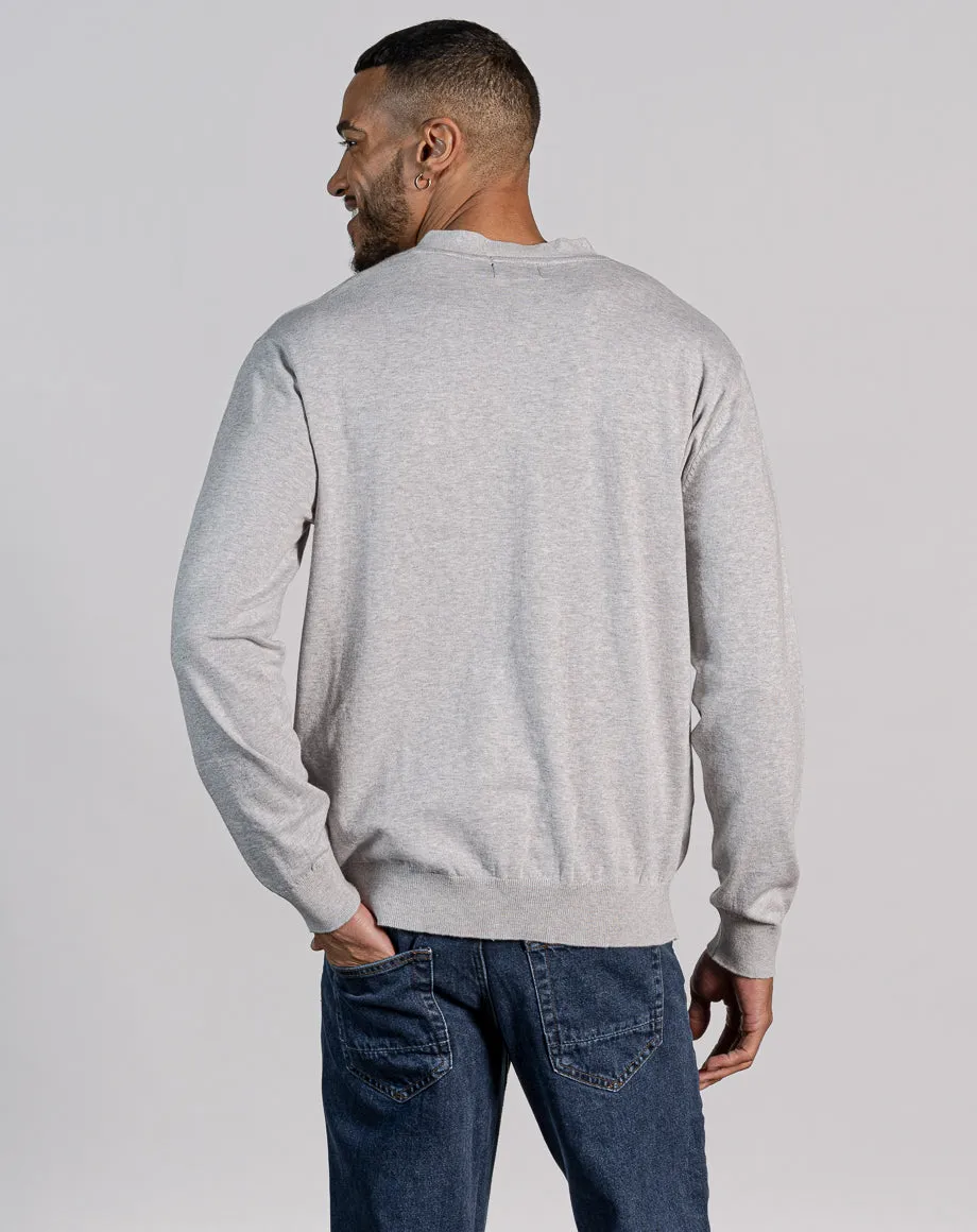 ESSENTIAL OVERSIZED KNITTED CARDIGAN - LIGHT GREY