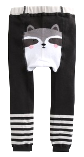 Eva & Elvin Girl's Black Tights Cotton Raccoon