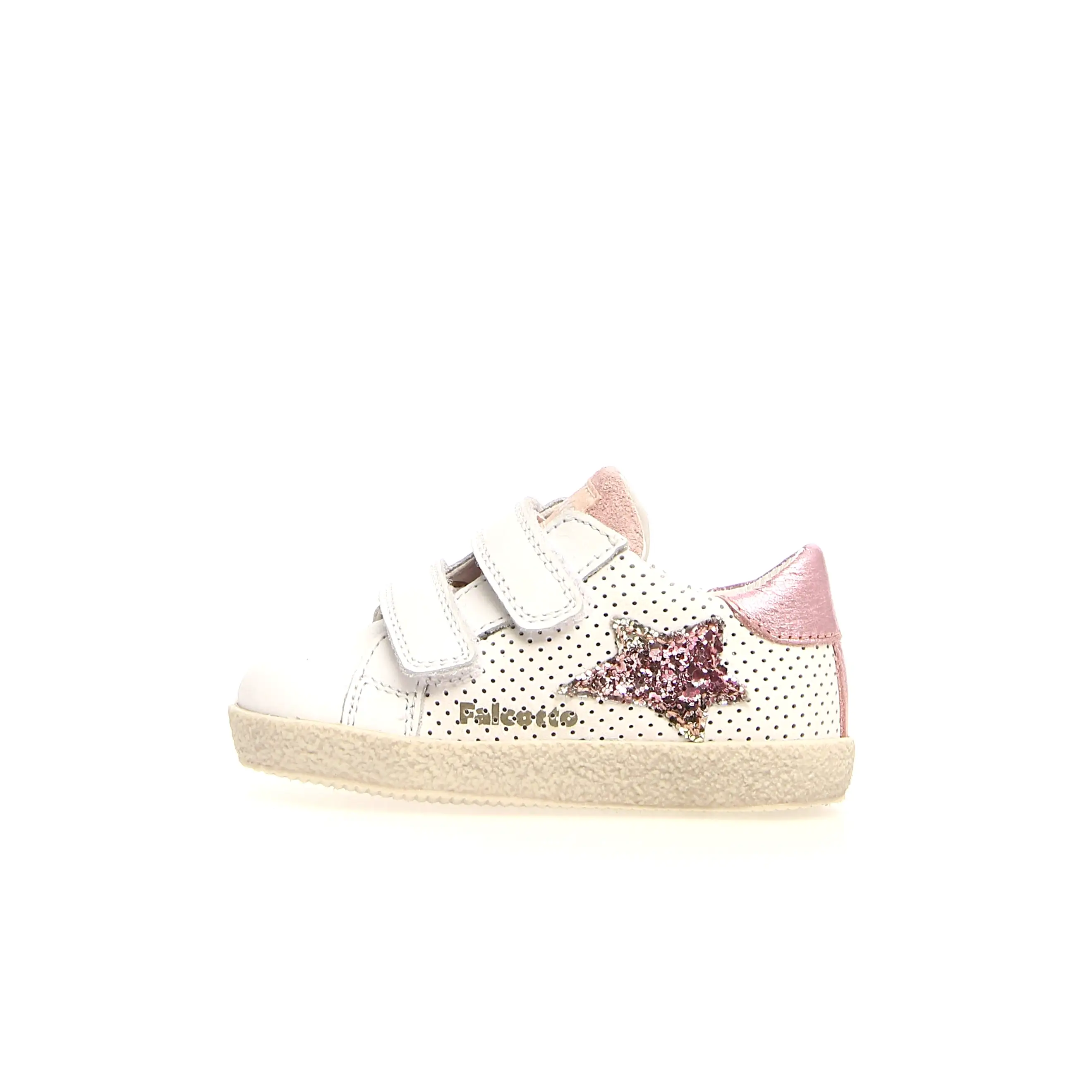 Falcotto Alnoite VL Girl's Sneakers - Metallic White/Pink