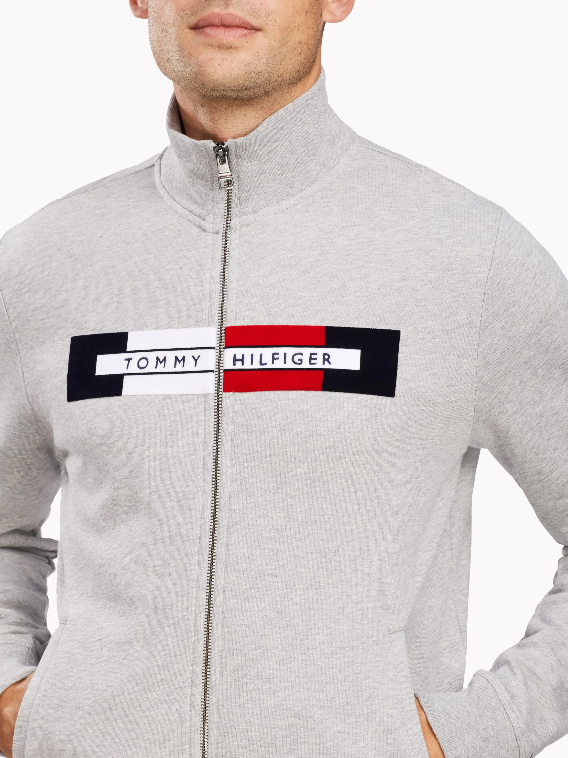 Flocked Logo Zip-thru Sweatshirt | Hoodies | Tommy Hilfiger