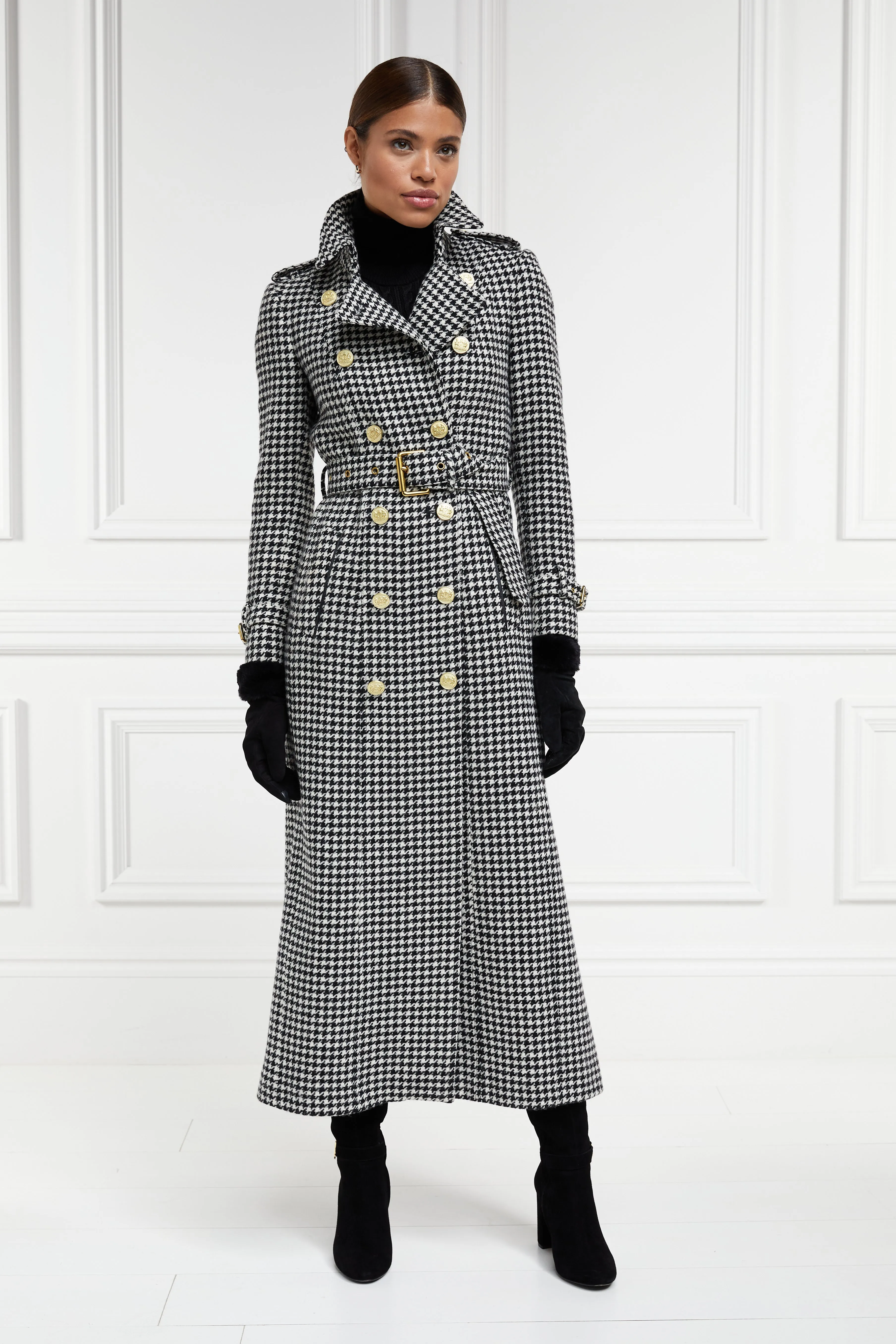 Full Length Marlborough Trench Coat (Houndstooth)