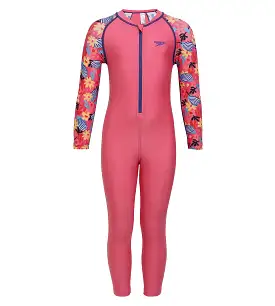 Girl's All In One Full Body Suit Swimwear Suit Swimwear - Fandango Pink & Bloominous