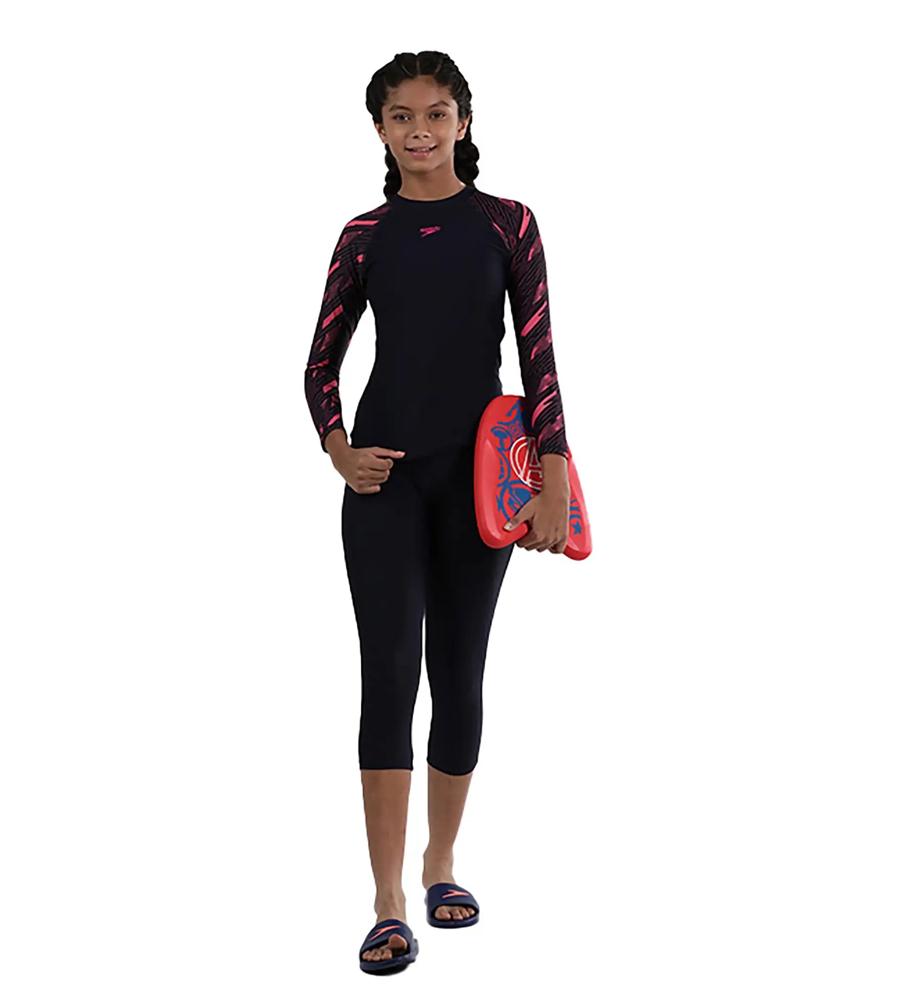 Girl's Endurance Active Capri - Truenavy & Fadango Pink