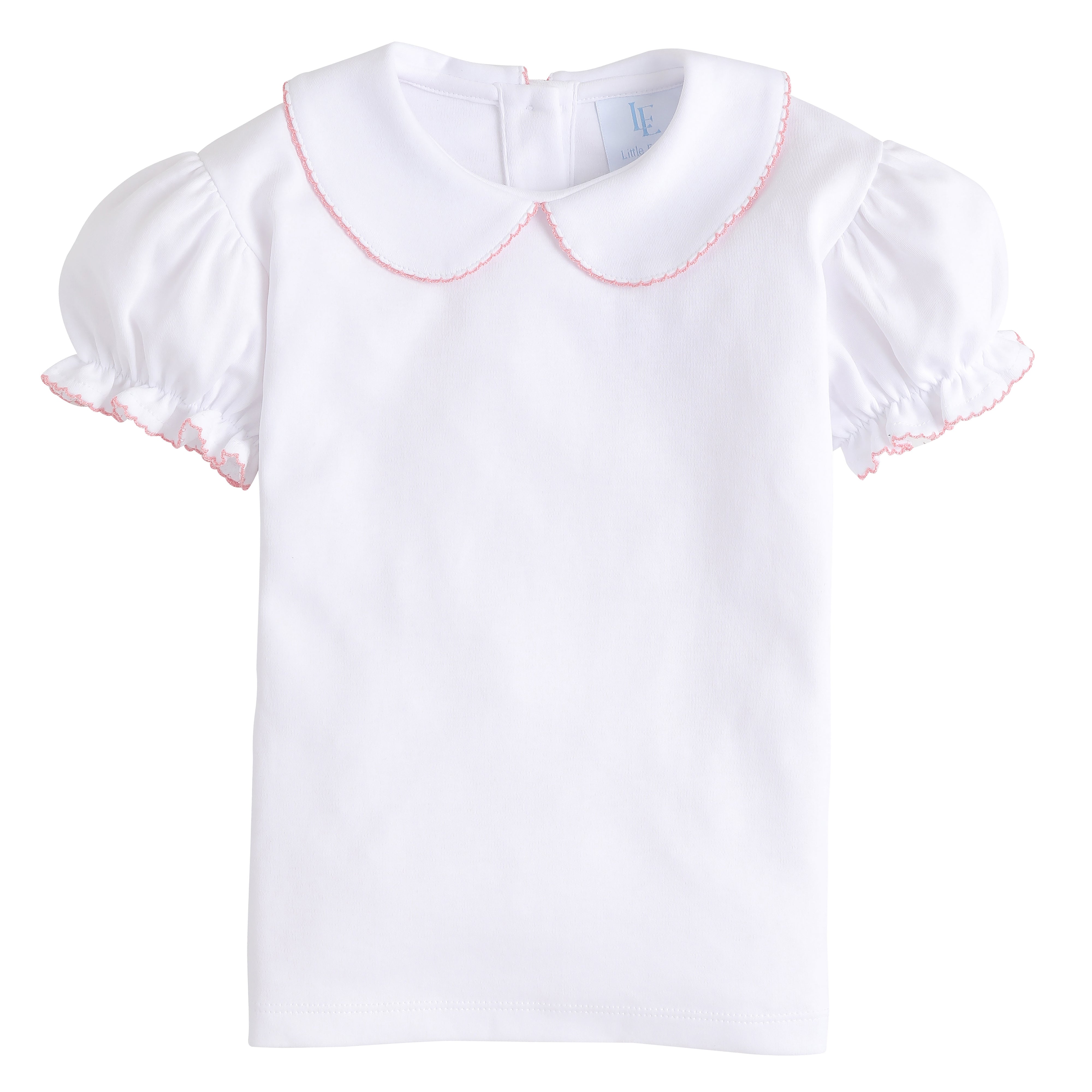 Girl's Short Sleeve Peter Pan Blouse - Light Pink