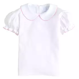 Girl's Short Sleeve Peter Pan Blouse - Light Pink