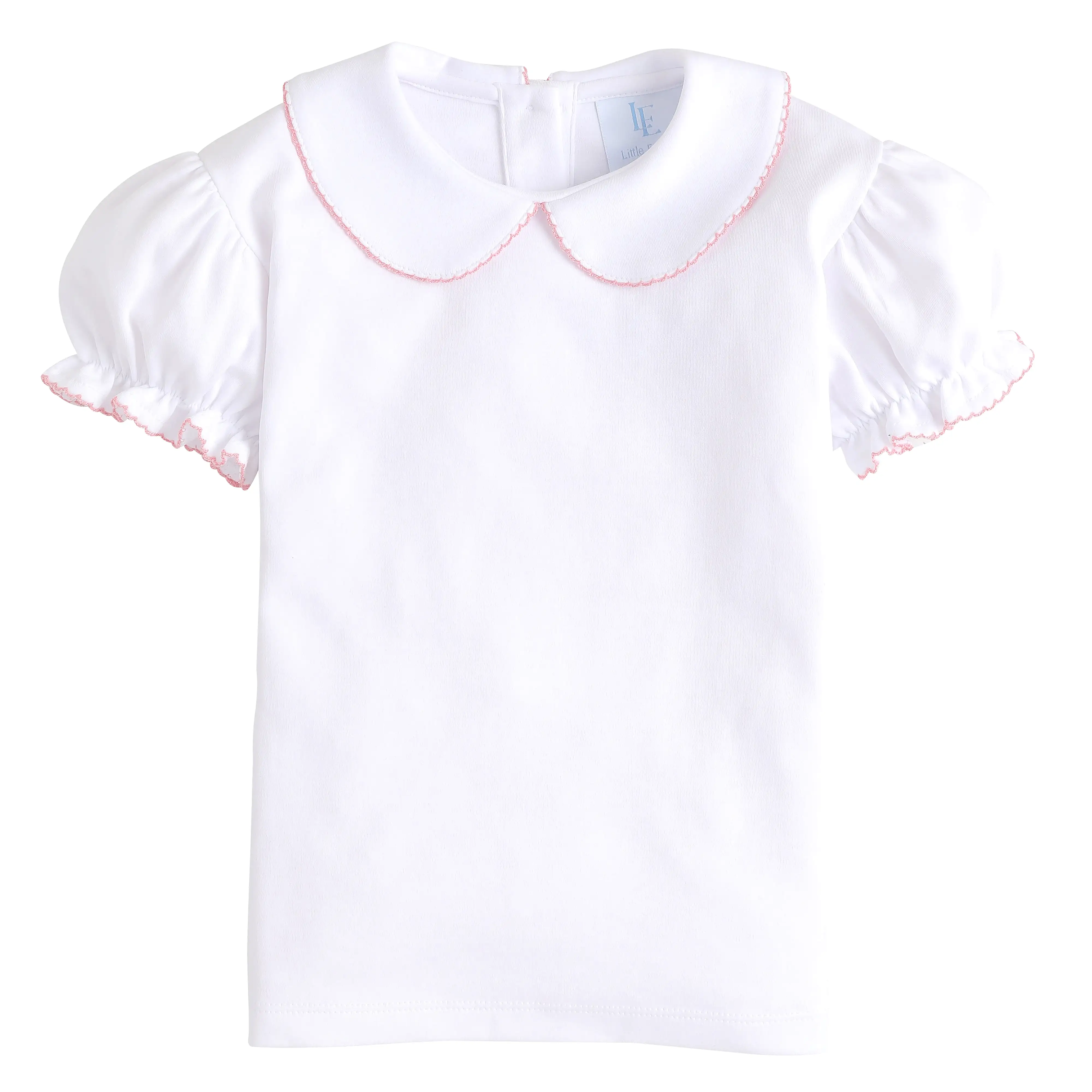 Girl's Short Sleeve Peter Pan Blouse - Light Pink