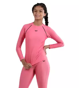 Girl's Solid Long sleeve Suntop - Fandango Pink  &  True Navy