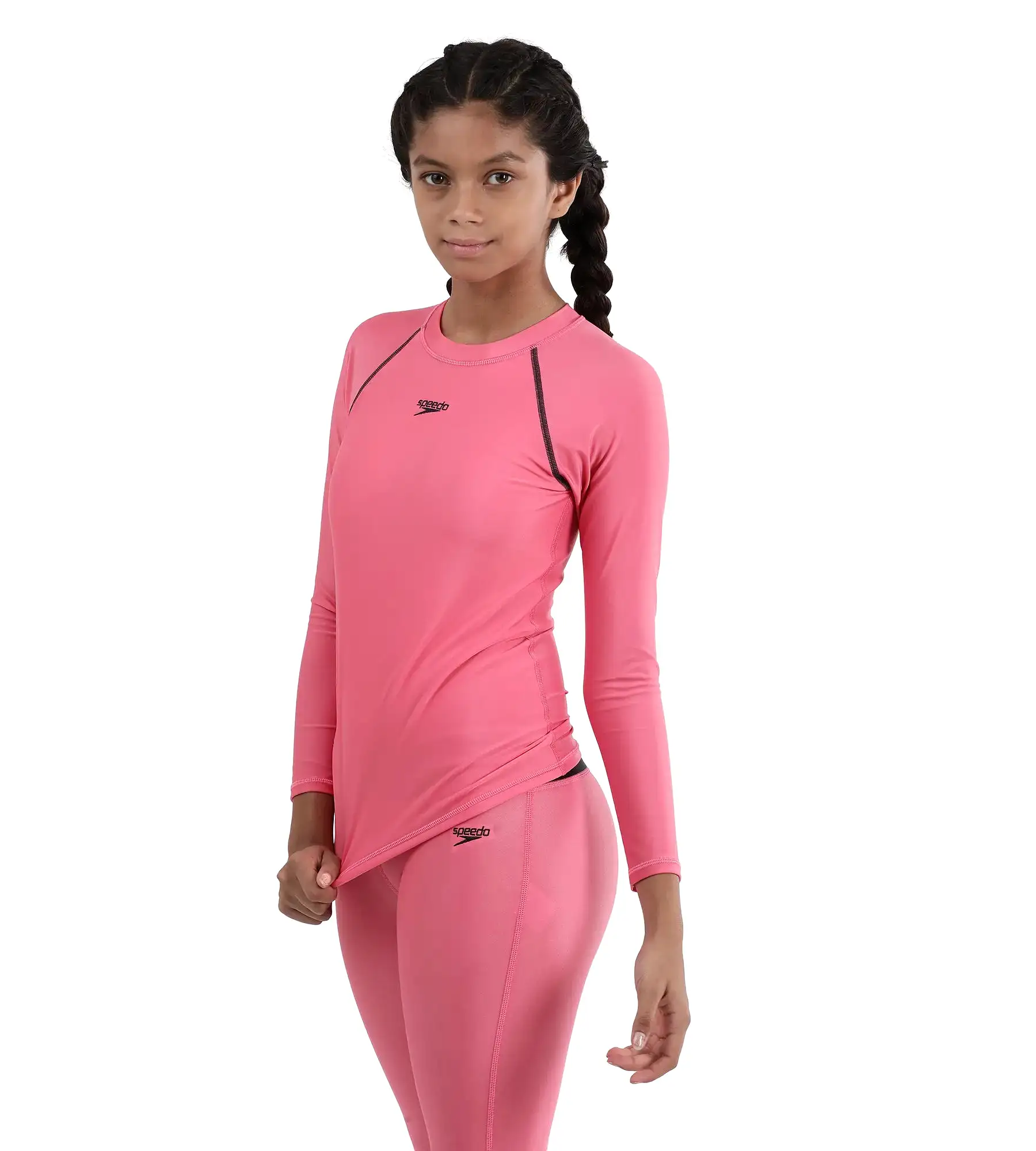 Girl's Solid Long sleeve Suntop - Fandango Pink  &  True Navy