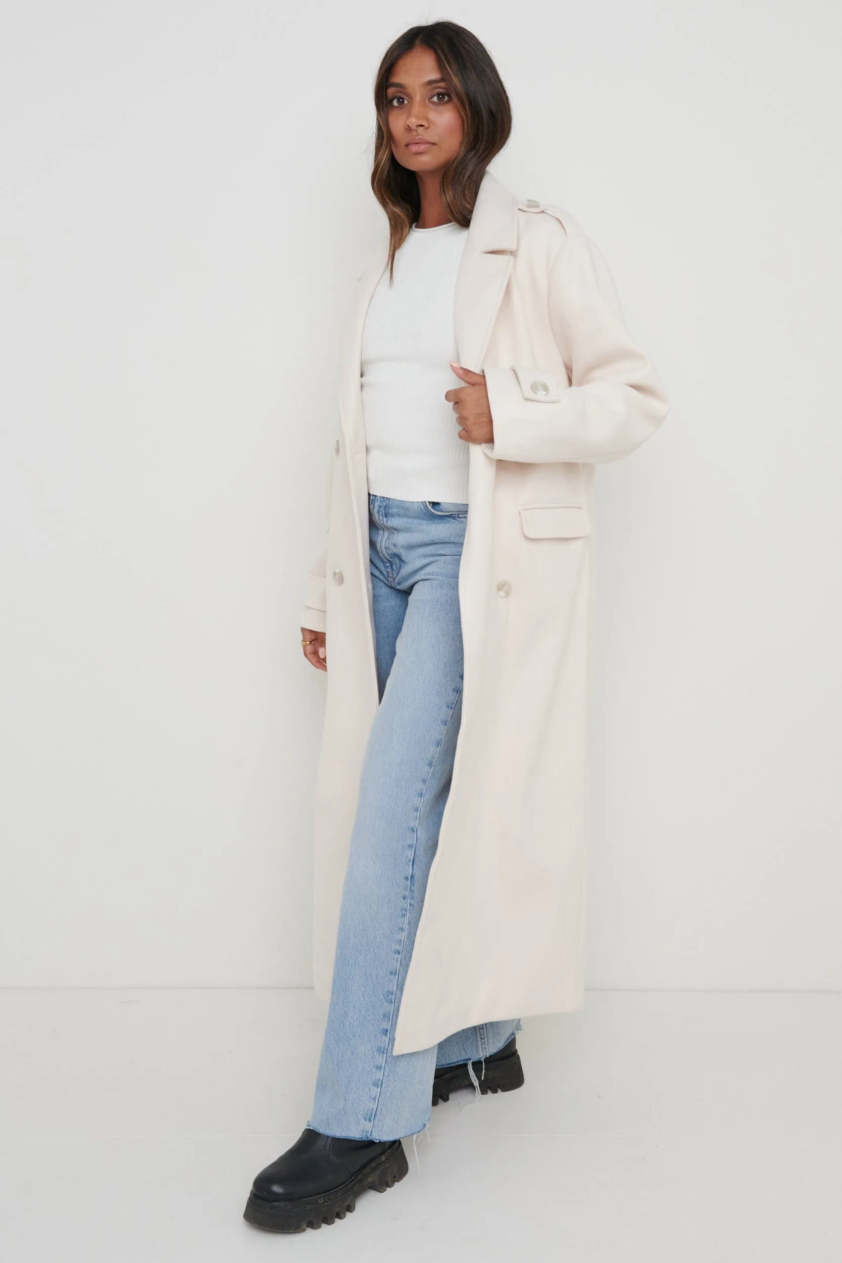 Harice Oversized Tailored Coat - Cream