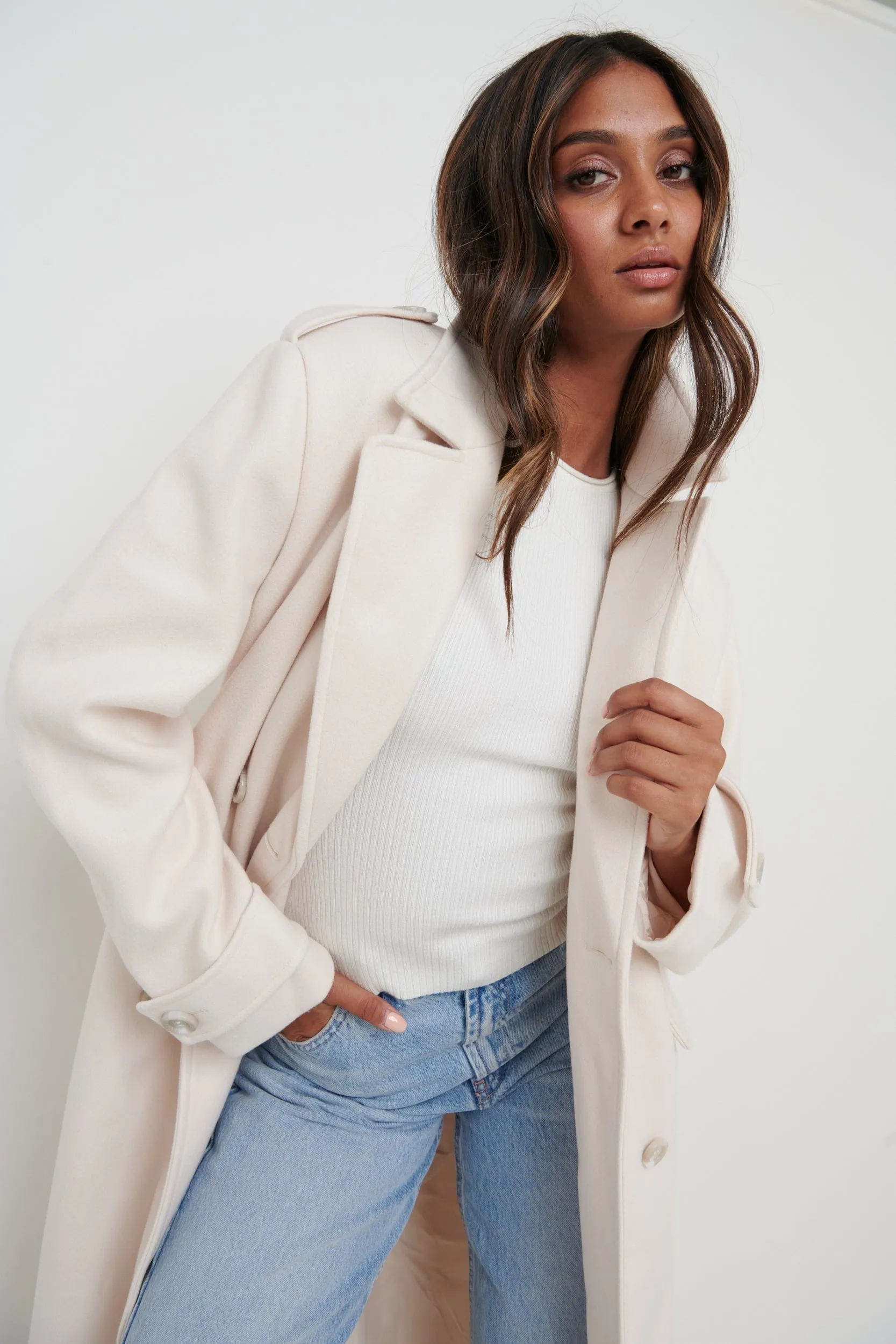 Harice Oversized Tailored Coat - Cream