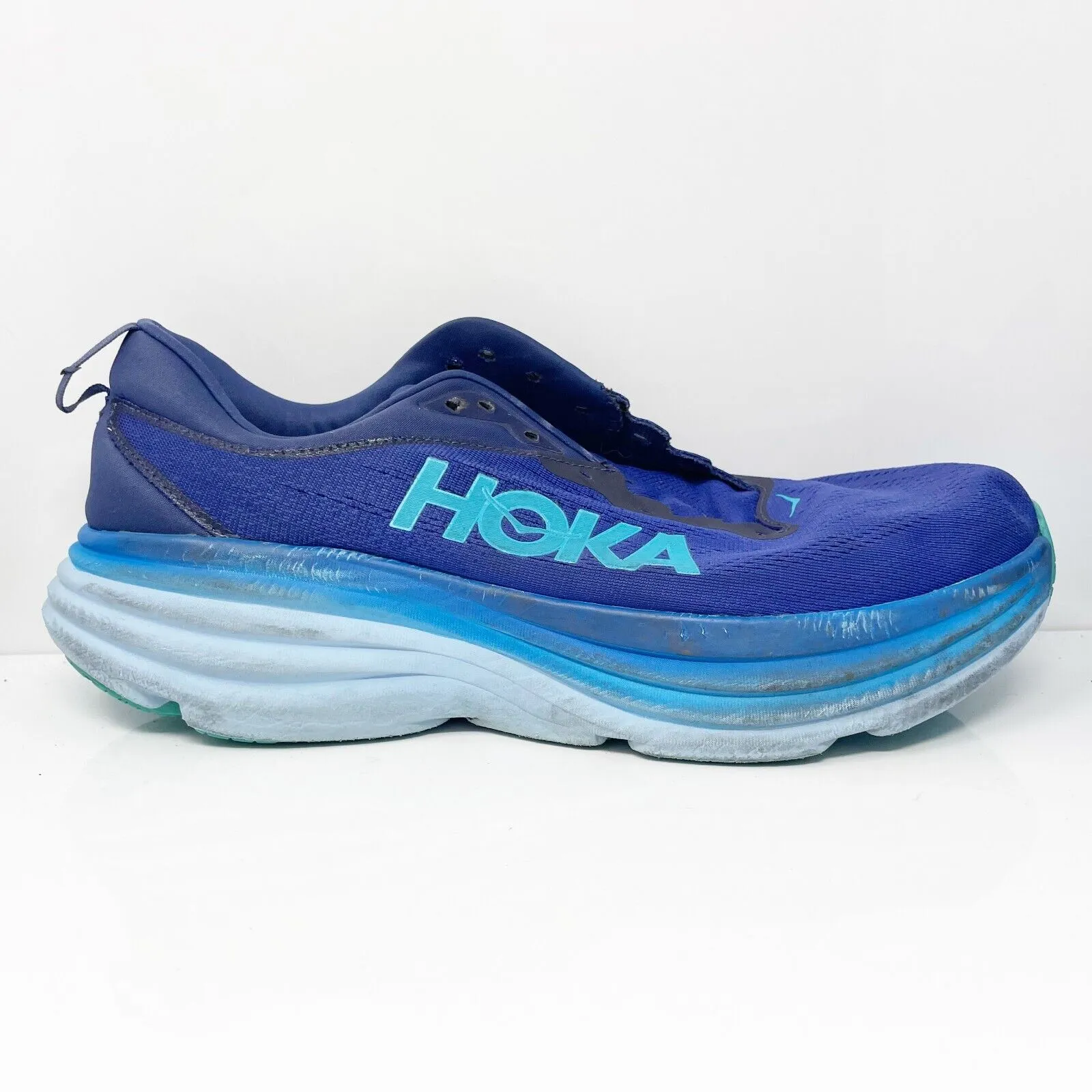 Hoka One One Mens Bondi 8 1123202 BBBG Blue Running Shoes Sneakers Size 14 D