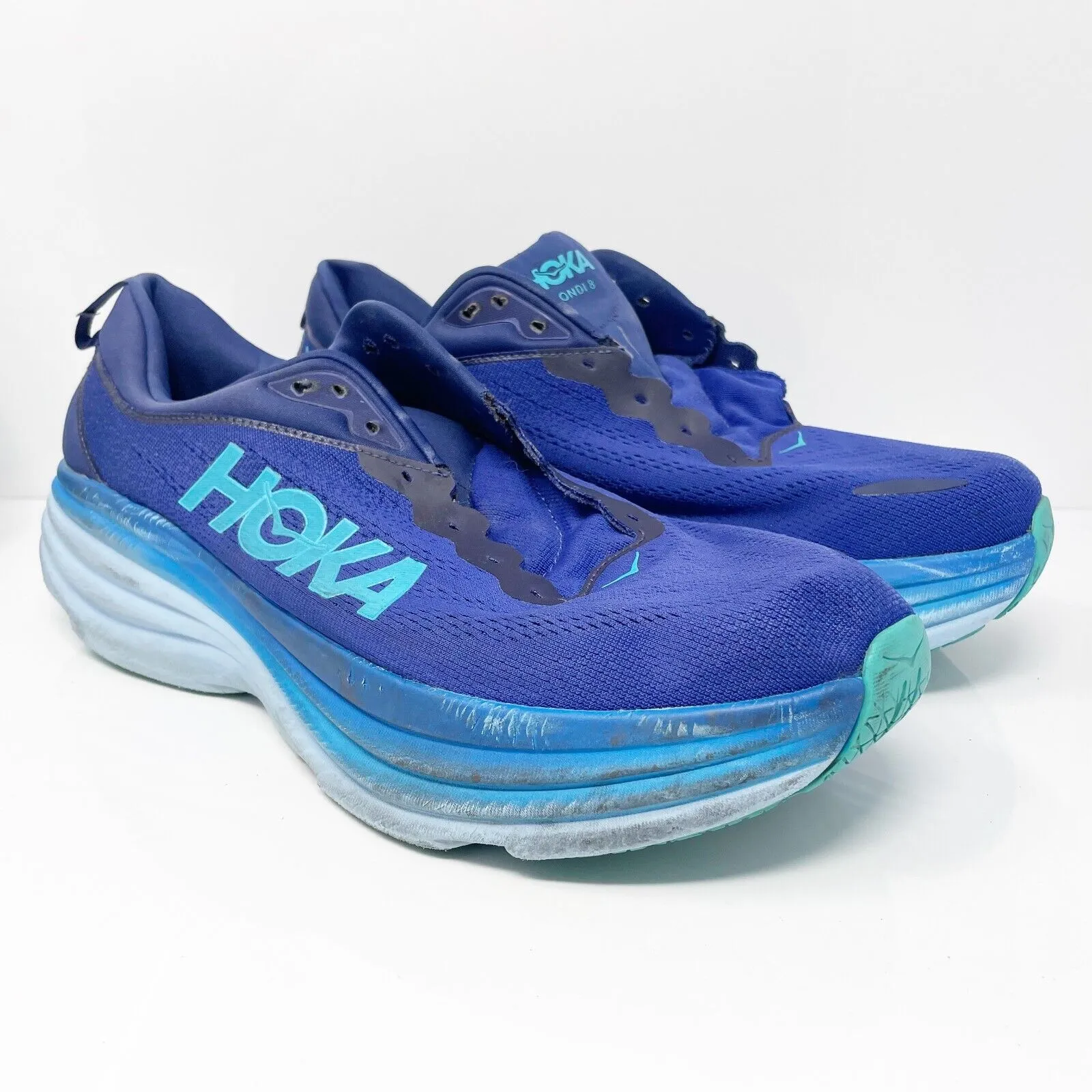 Hoka One One Mens Bondi 8 1123202 BBBG Blue Running Shoes Sneakers Size 14 D