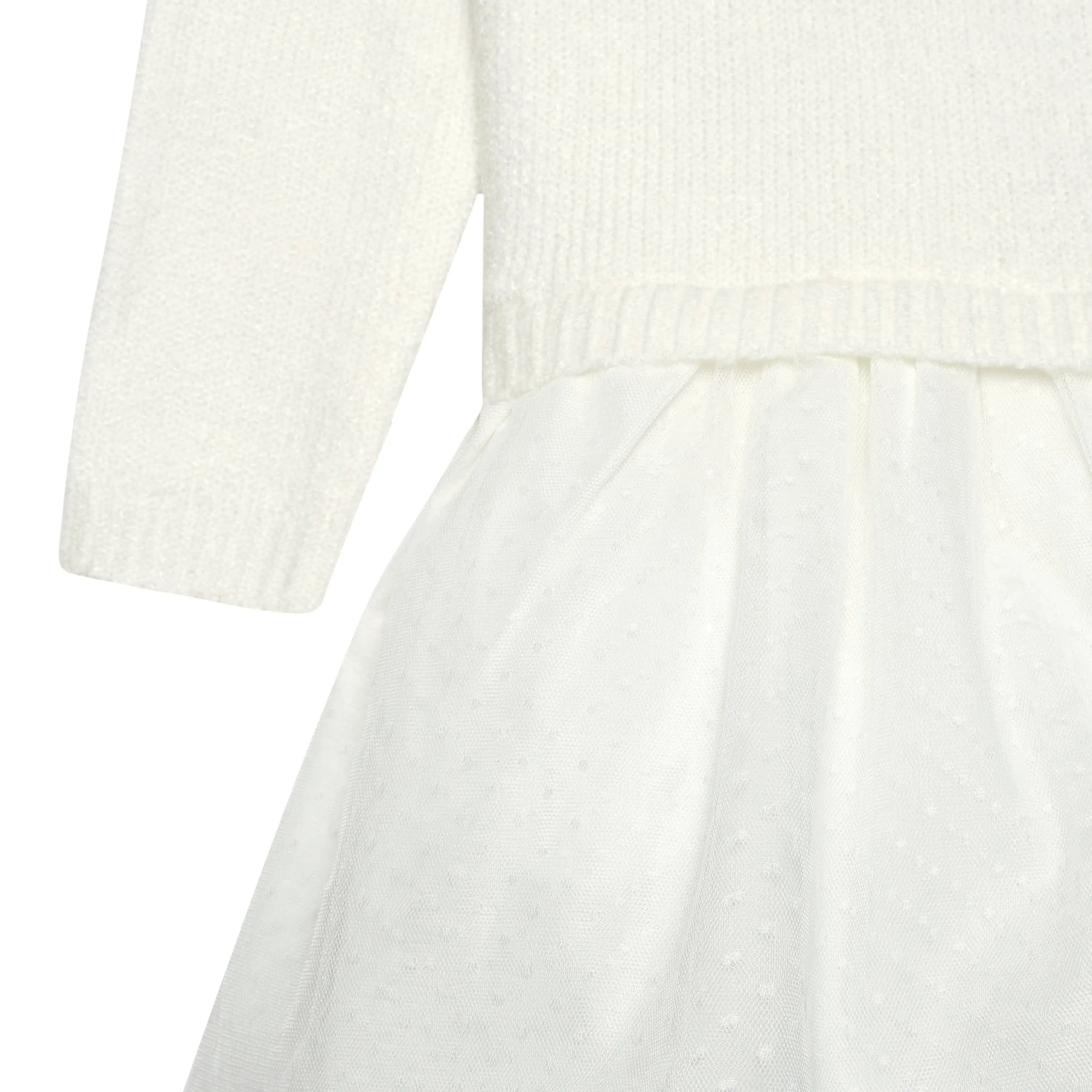 Infant & Toddler Girls White Sweater Dress With Tulle Skirt