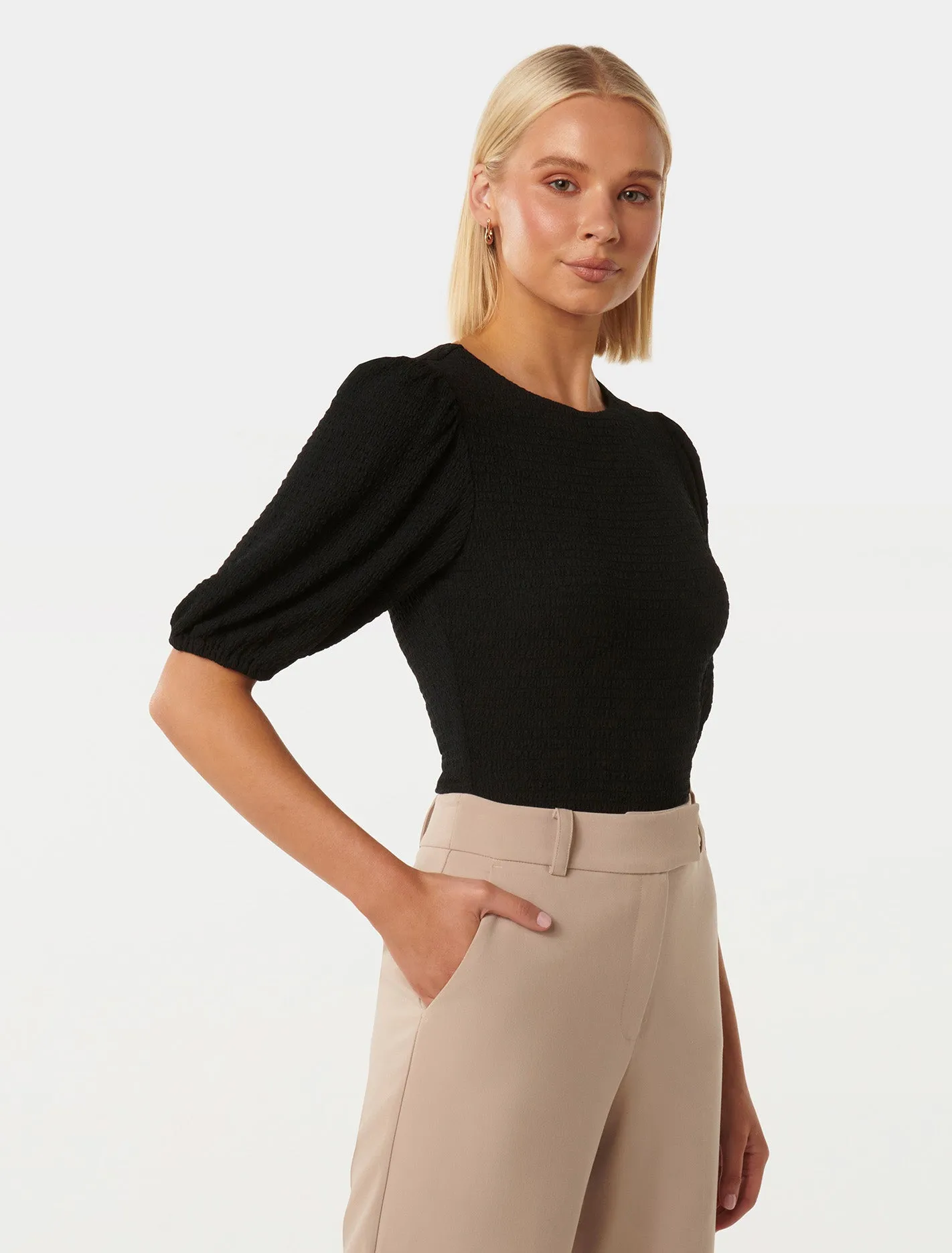 Jolanta Textured Puff Sleeve Top