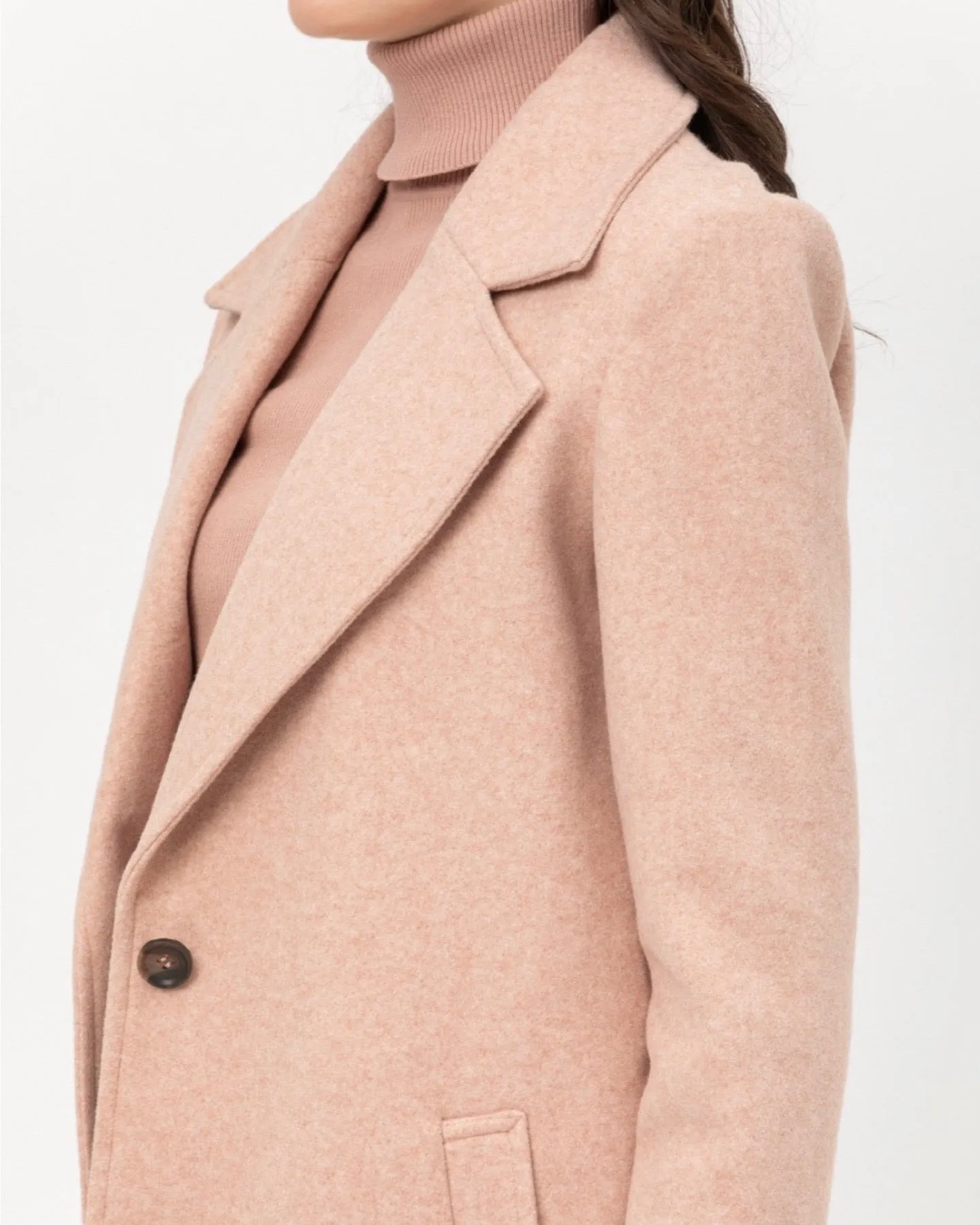 JQ Fleece Single Breasted Coat in Mauve